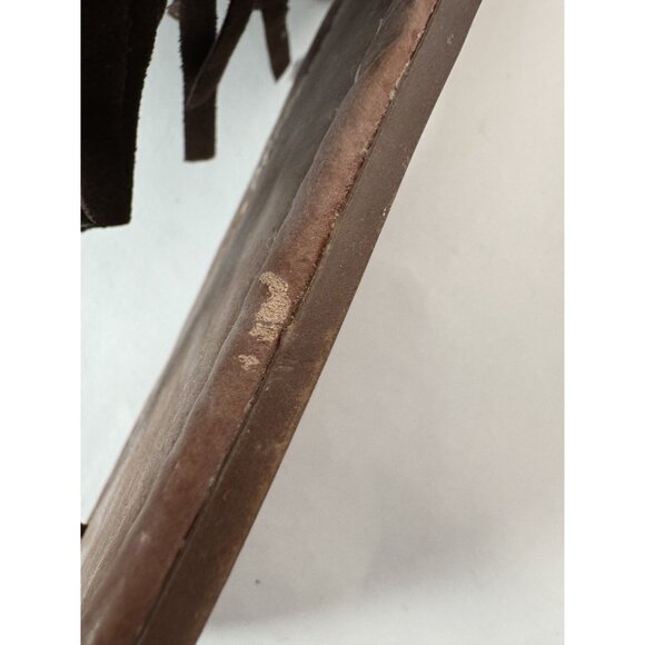 Brown Fringe Suede Flat Thong Sandals With Studded Accents & Zipper Closure For - Picture 4 of 15